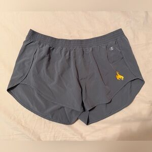 Champion Women's Athletic Shorts in Gray with Yellow Accent